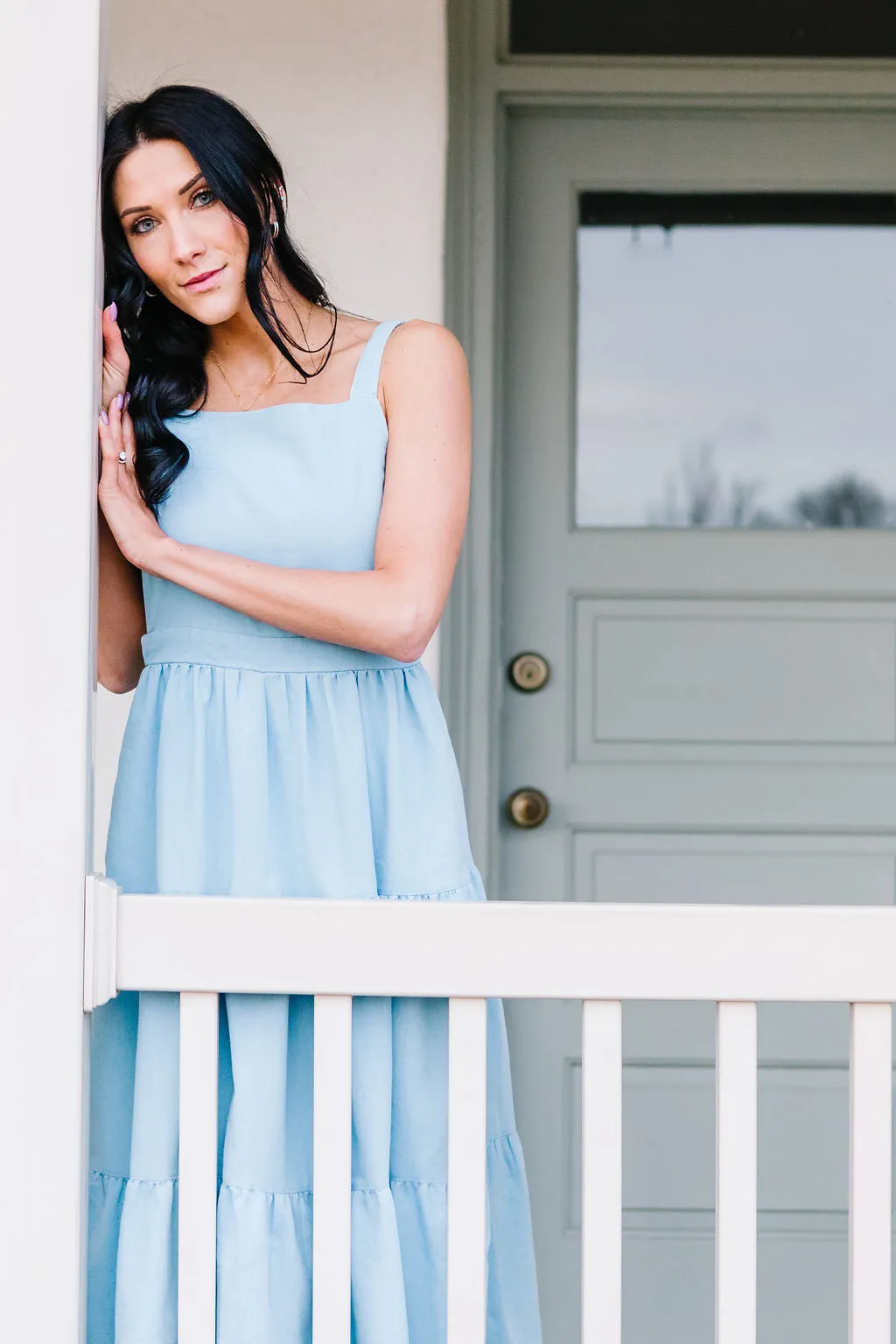 Sweet Cider Tiered Jumper Dress // Light Denim