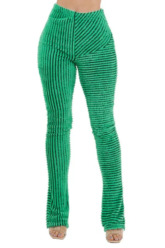 TEEK - GREEN COMFY FLUFFY KNIT LEGGING SWEATPANTS