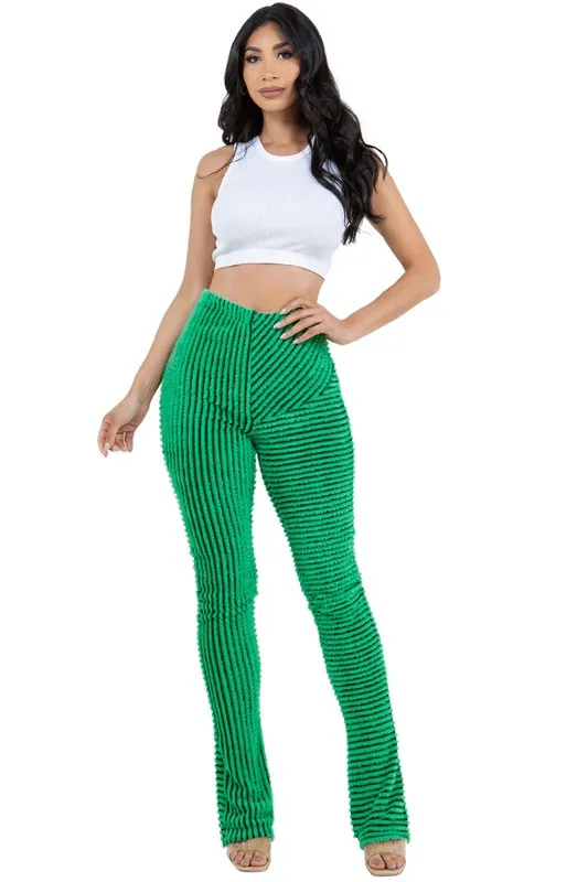 TEEK - GREEN COMFY FLUFFY KNIT LEGGING SWEATPANTS