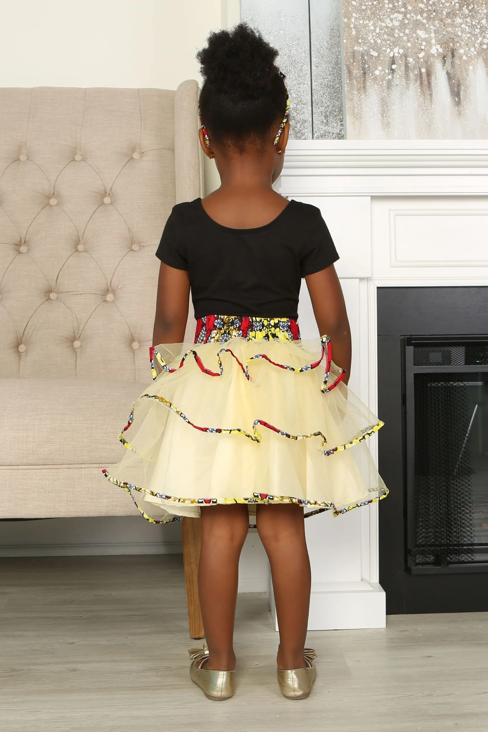 TESI AFRICAN PRINT GIRLS' TIERED TULLE SKIRT