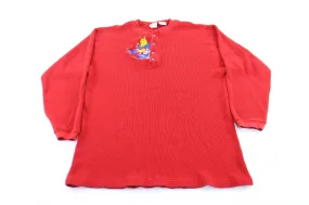 The Disney Store Embroidered Winnie the Pooh & Piglet Thermal LS T-Shirt