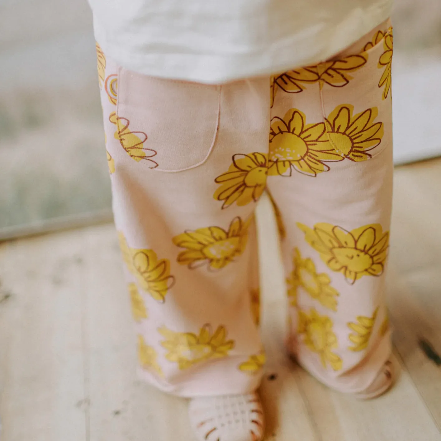 The French Terry Flowery Pant - Pink - BABY