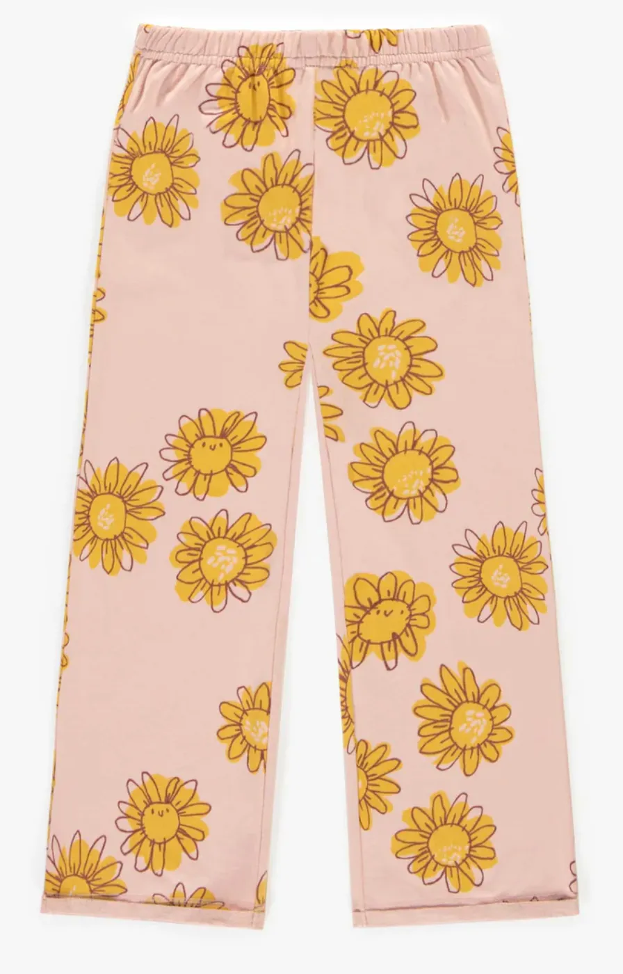 The French Terry Flowery Pant - Pink - KIDS