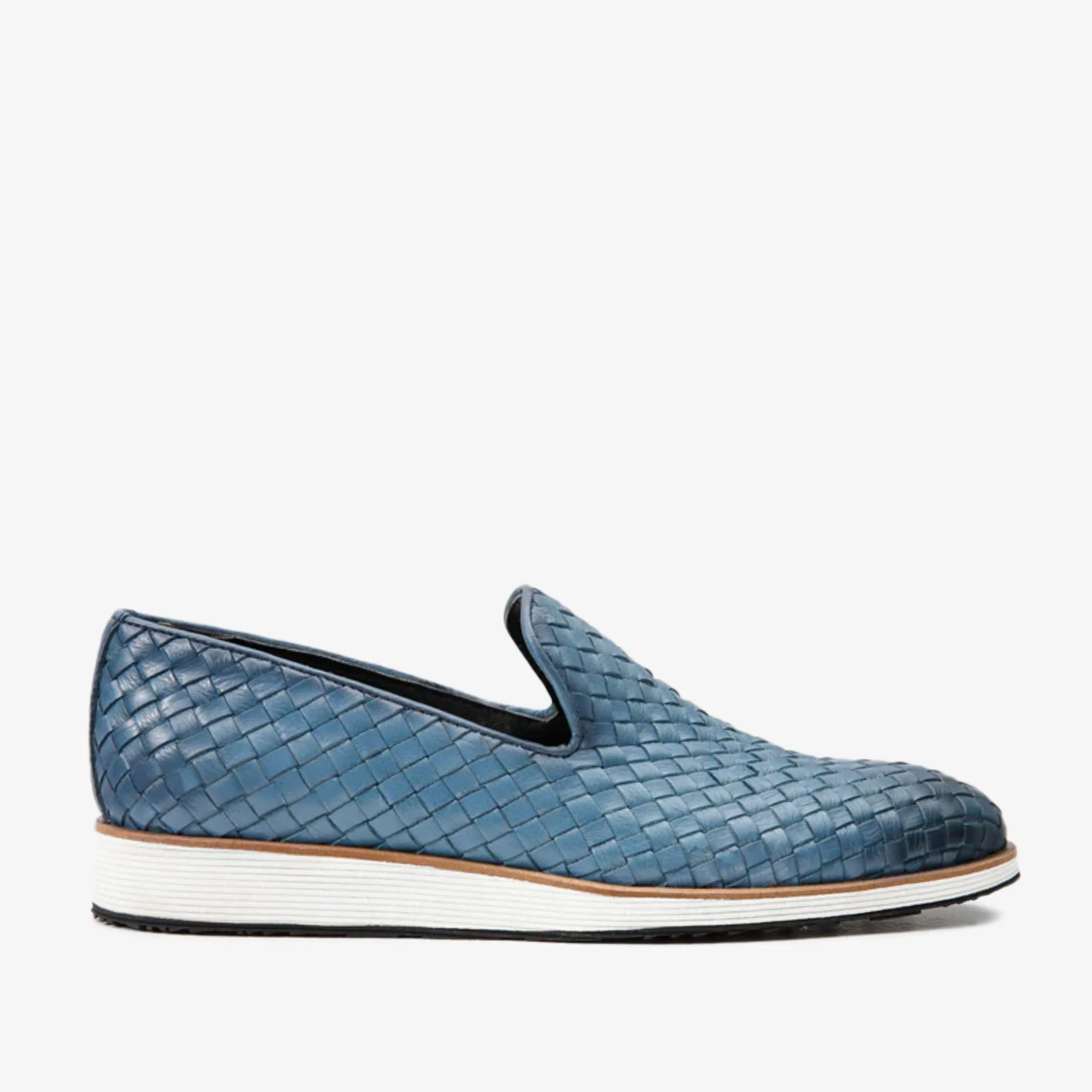 The Ostrava Blue Leather Woven Slip-on Loafer Men Shoe Final Sale!