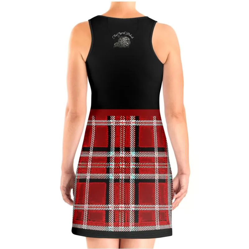 TRP Twisted Patterns 06: Digital Plaid 01-05A Designer Scoop Neck Scuba Vest Mini Dress