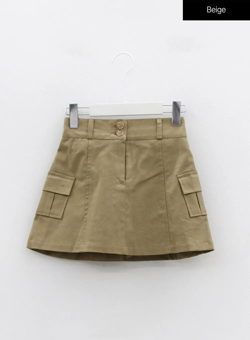 Two Button Pocket Mini Skirt OS02