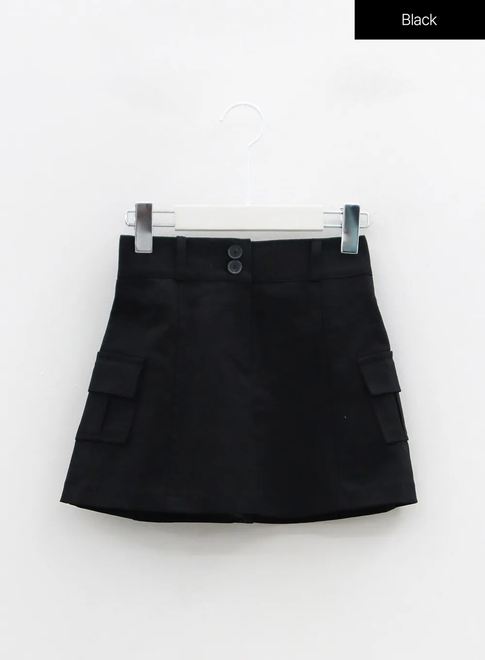 Two Button Pocket Mini Skirt OS02