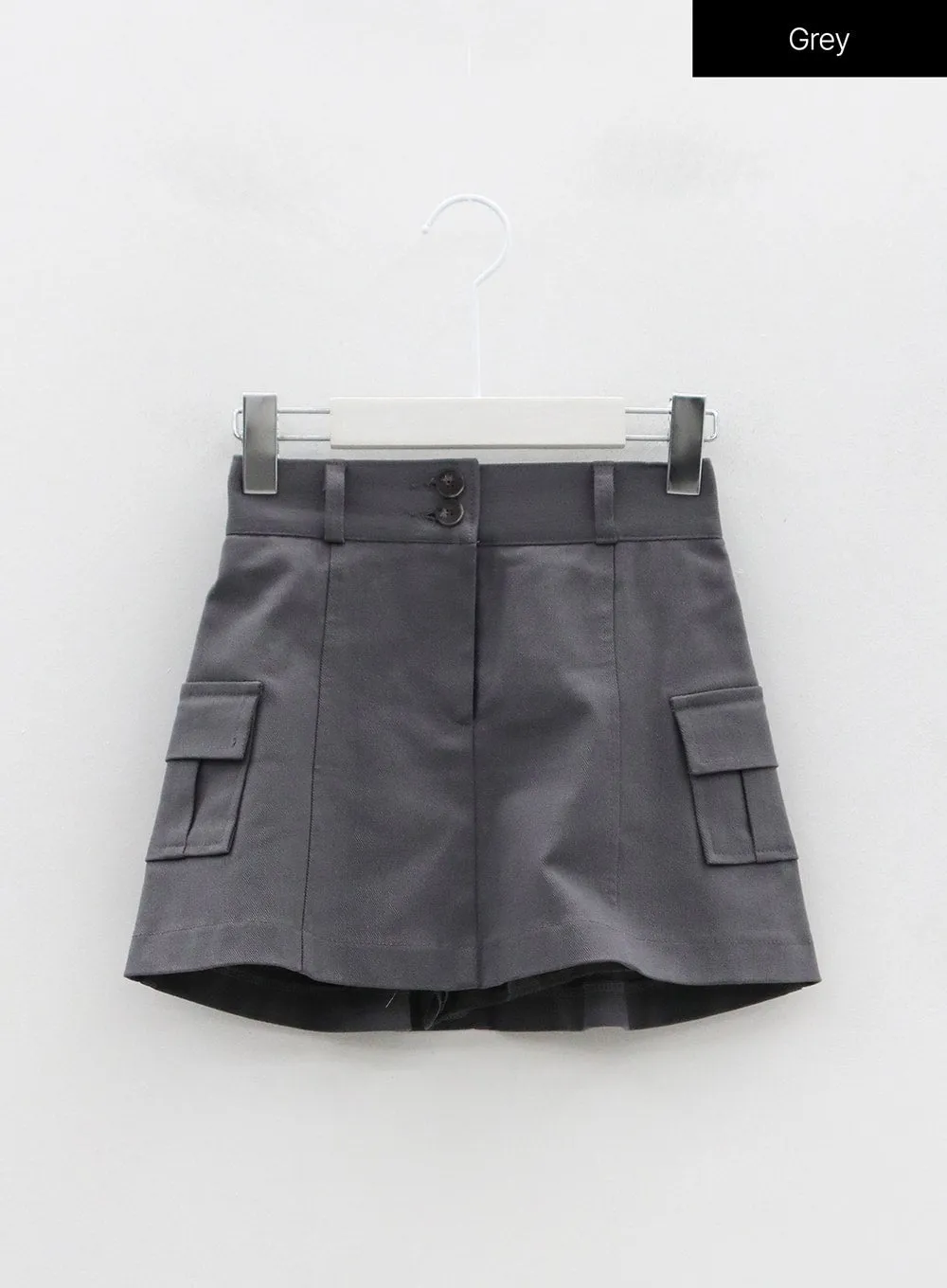 Two Button Pocket Mini Skirt OS02