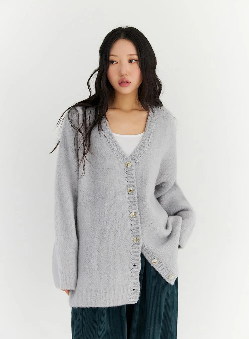 V-Neck Loose Fit Knit Cardigan CN303