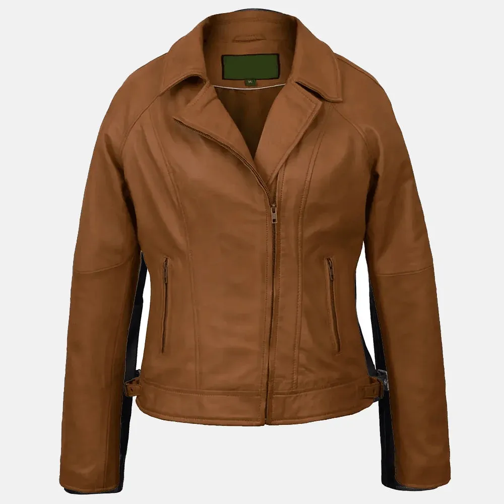 Valerie Leather Biker Jacket For Women