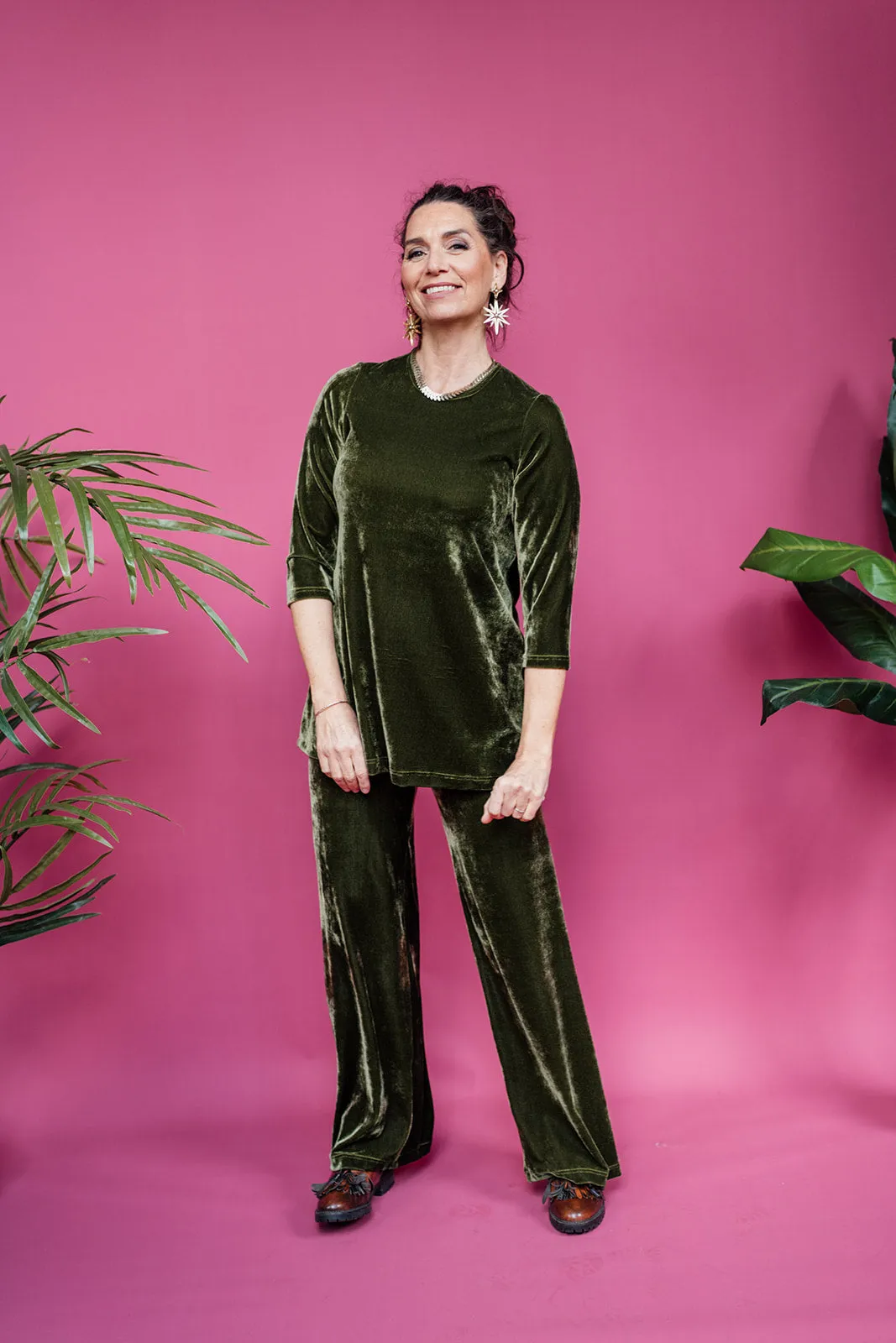 Velvet Tunic in Dark Olive