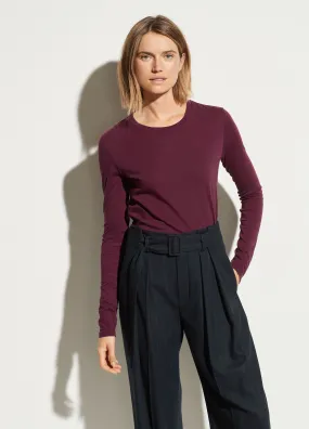 VINCE - Essential Long Sleeve Crew in Plum