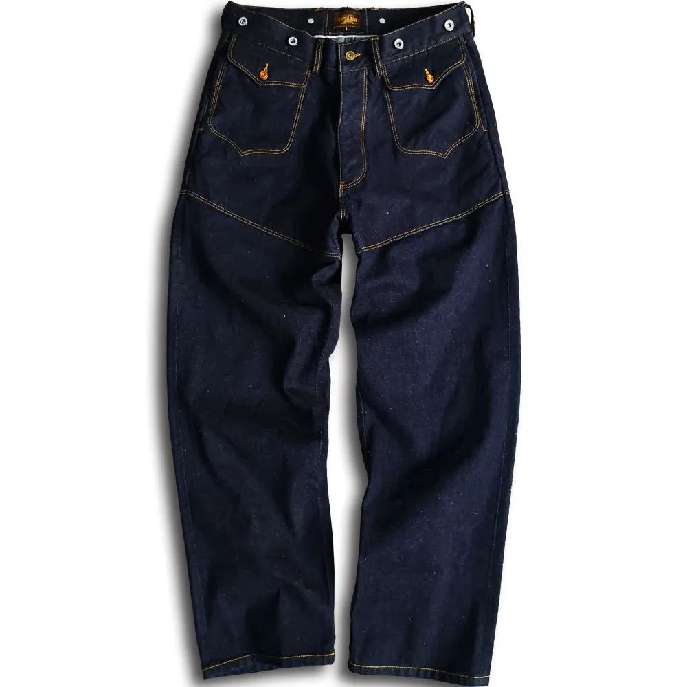 Vintage Men's Denim Wide Leg Cargo Jeans - High Waist Loose Straight Trousers