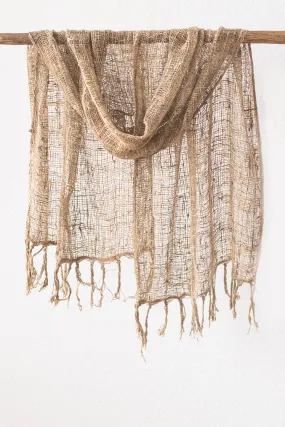 Wild Silk Open Weave Scarf, Natural