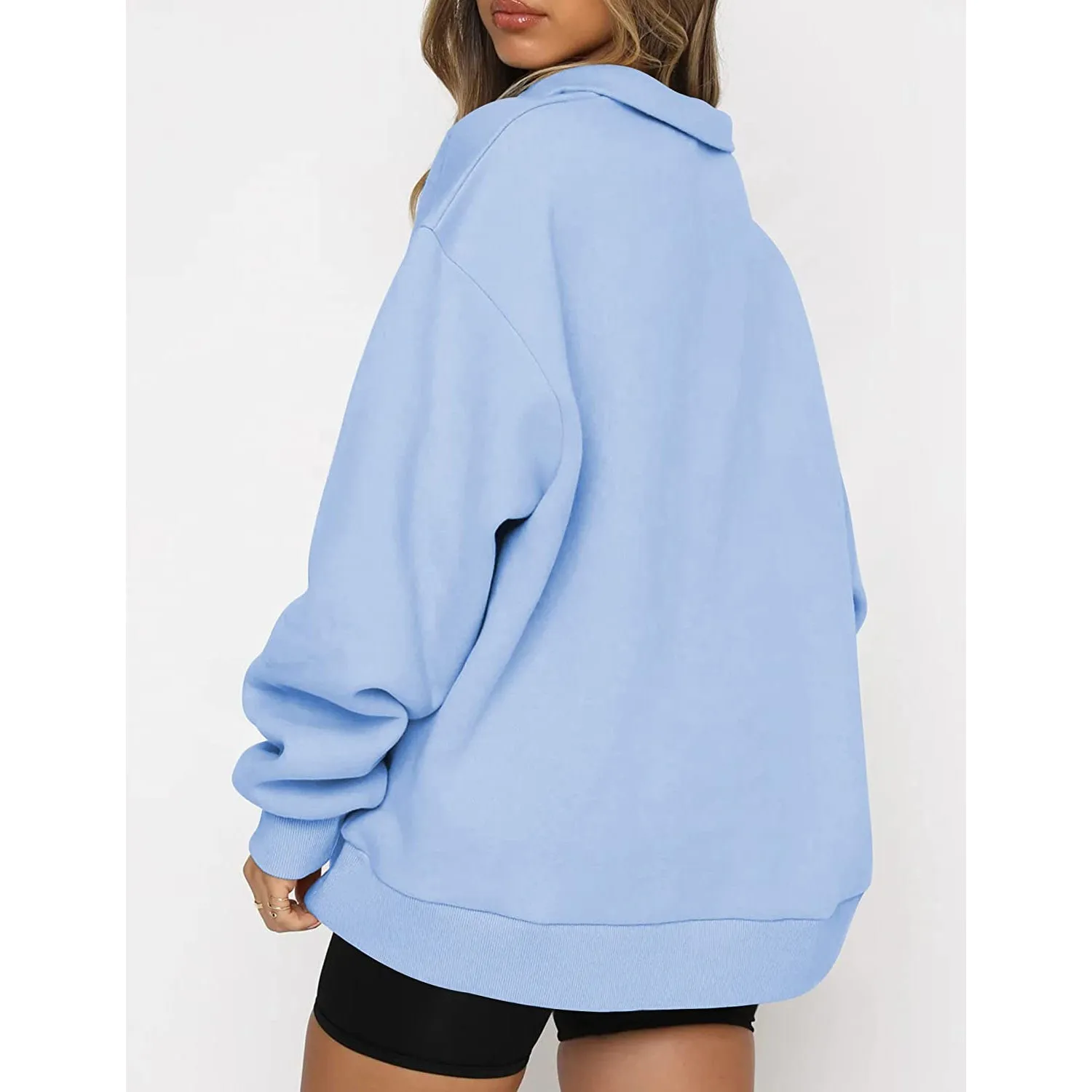 Womens Oversized Half Zip Pullover Long Sleeve Sweatshirt