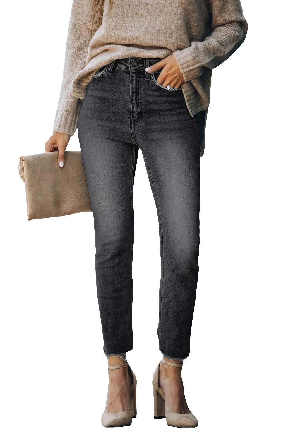 Womens Skinny Jeans High Waist Ankle Length Denim Pants