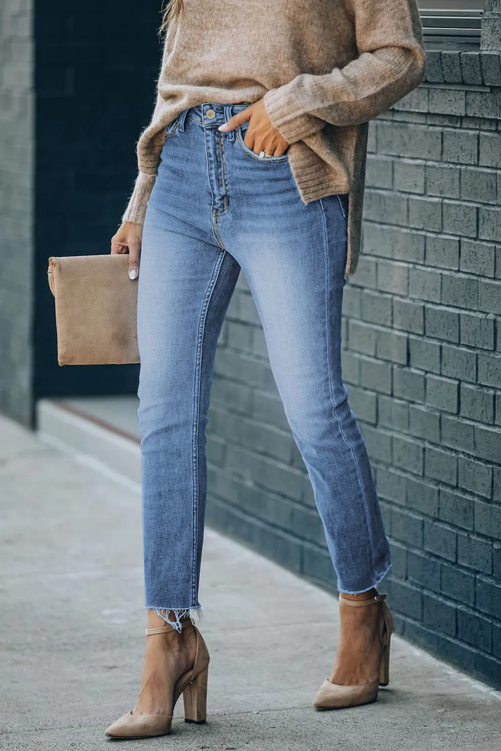 Womens Skinny Jeans High Waist Ankle Length Denim Pants