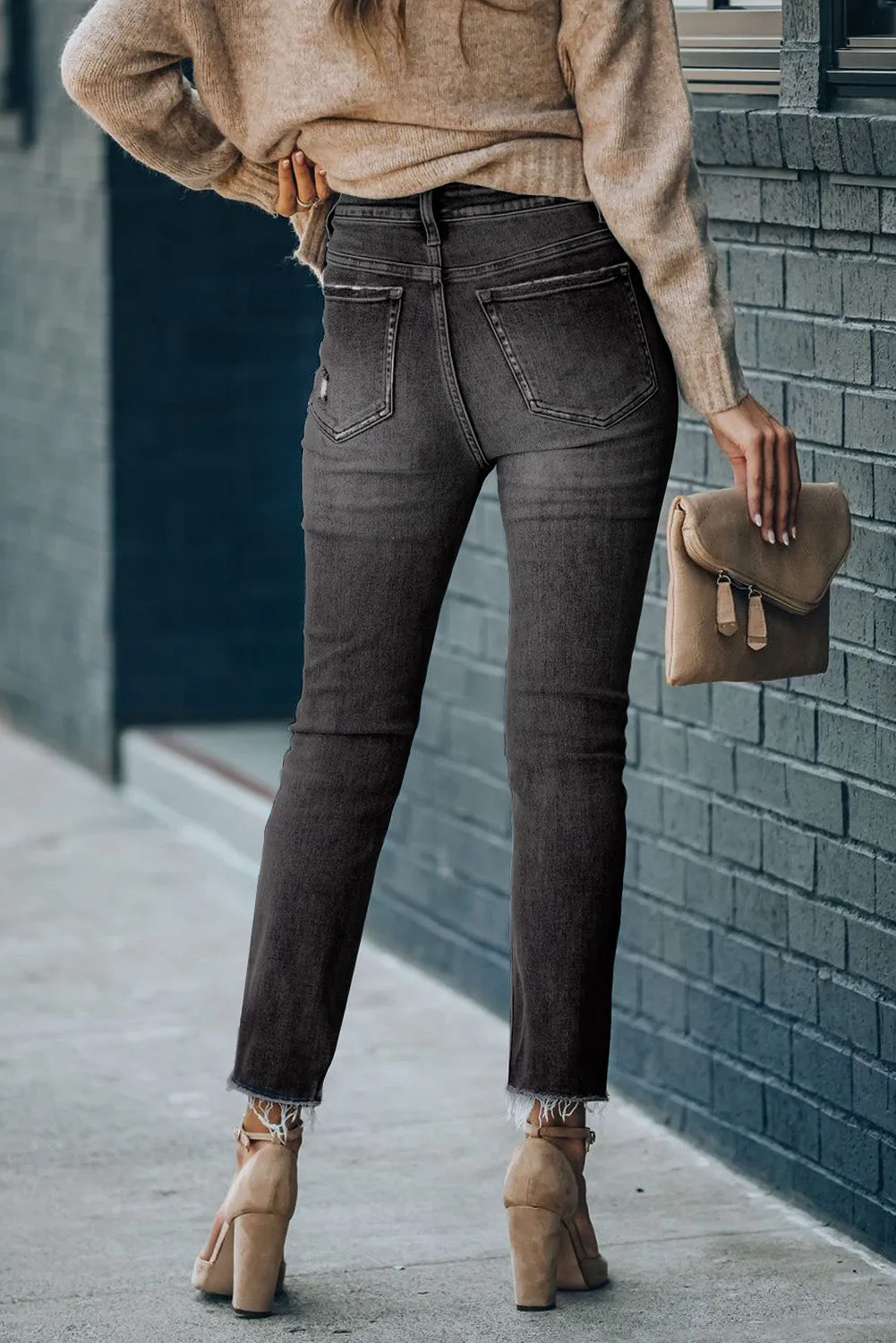 Womens Skinny Jeans High Waist Ankle Length Denim Pants