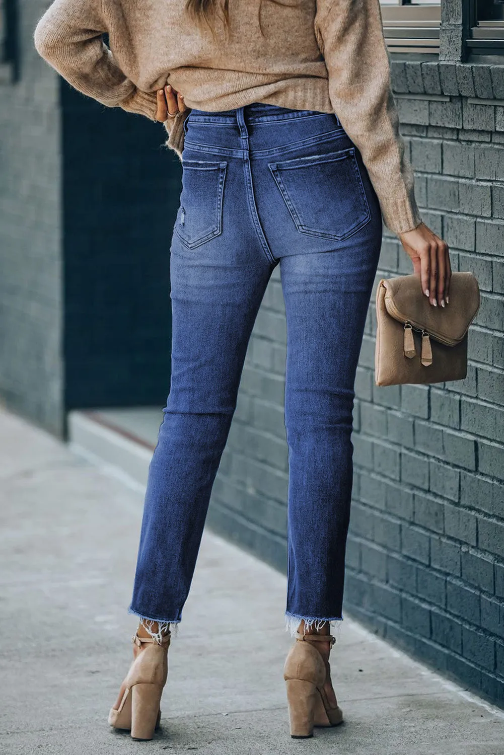 Womens Skinny Jeans High Waist Ankle Length Denim Pants