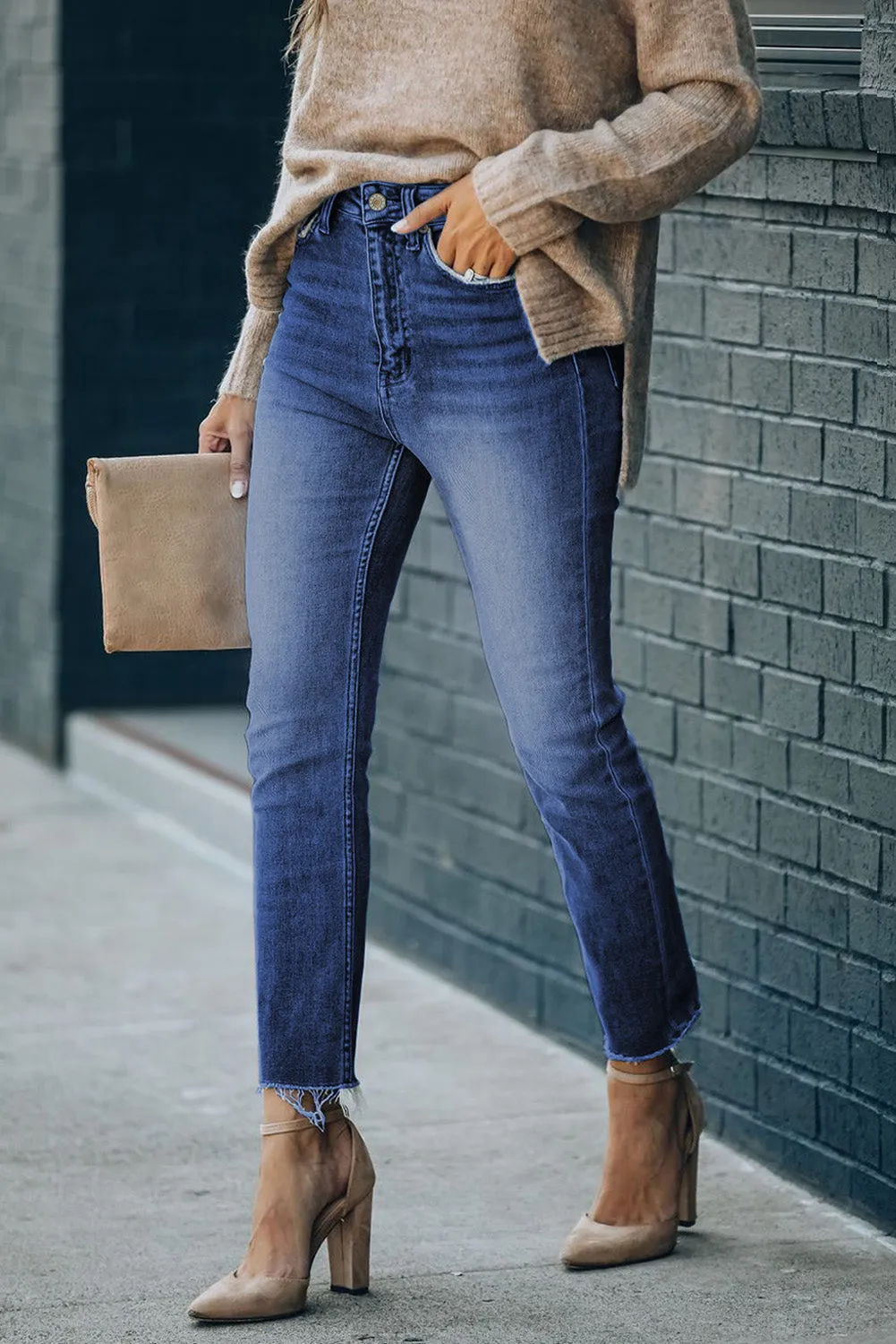 Womens Skinny Jeans High Waist Ankle Length Denim Pants