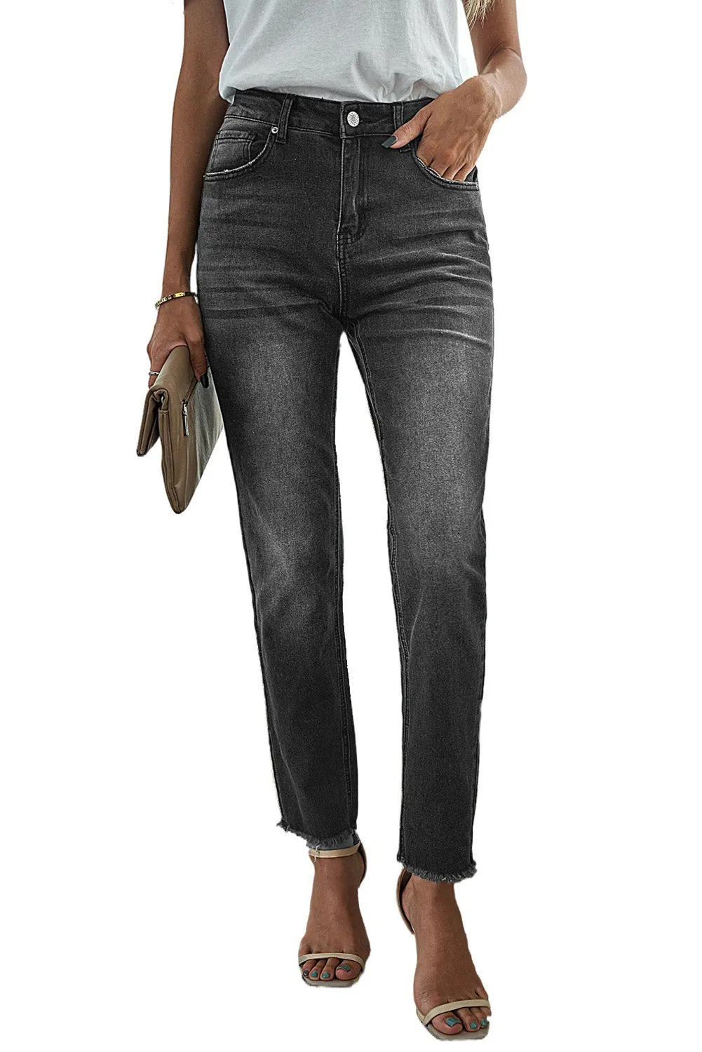 Womens Skinny Jeans High Waist Ankle Length Denim Pants