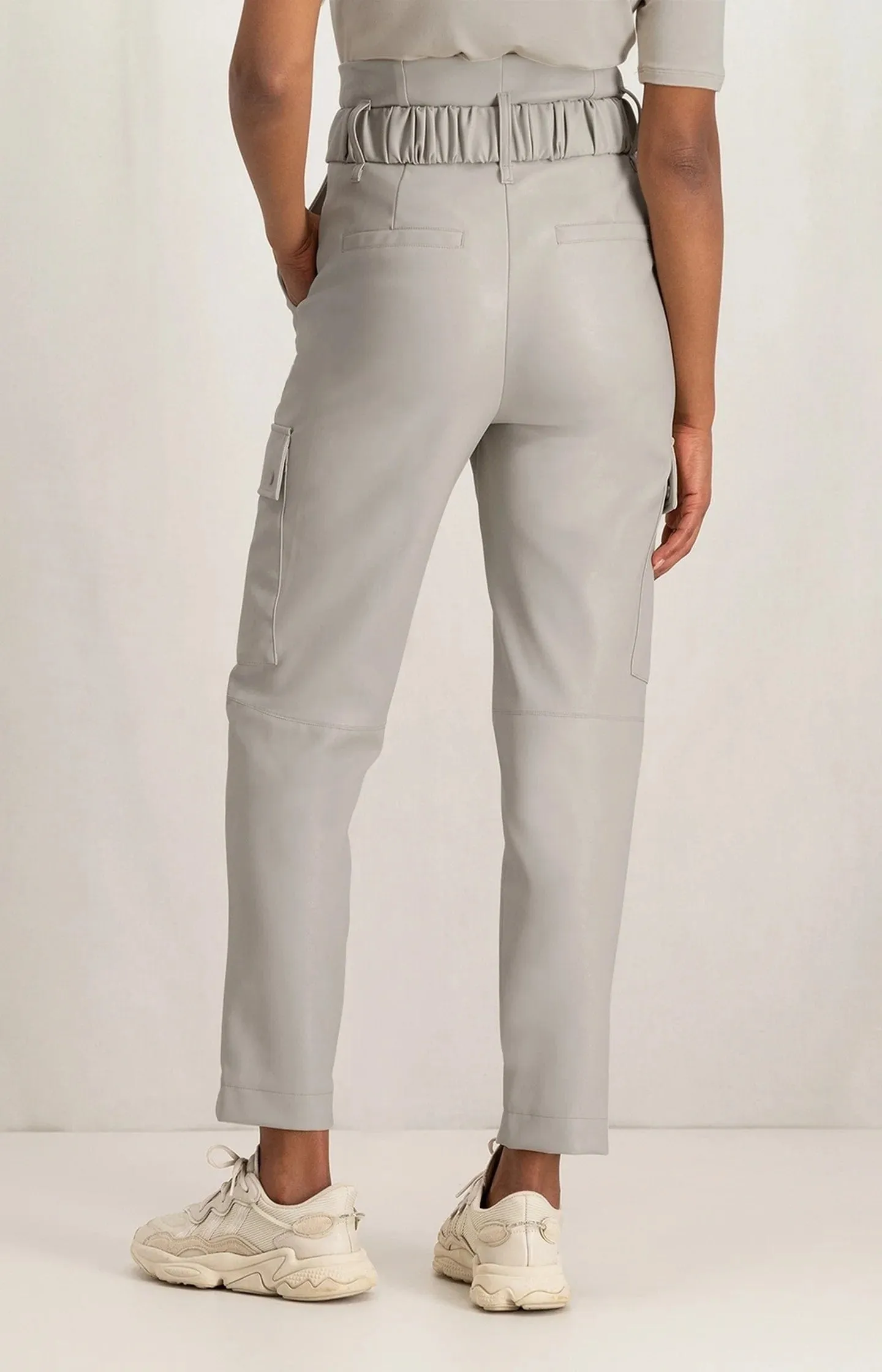 Yaya Cargo Trousers Straight Leg Silver Lining Beige